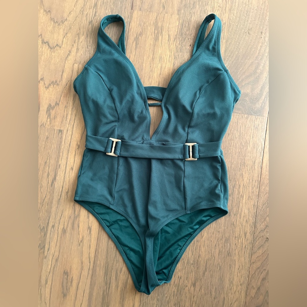 Teal One-Piece Swimsuit with Belt